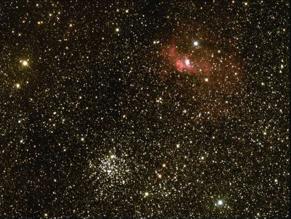 Bubble Nebula and M52 open star cluster